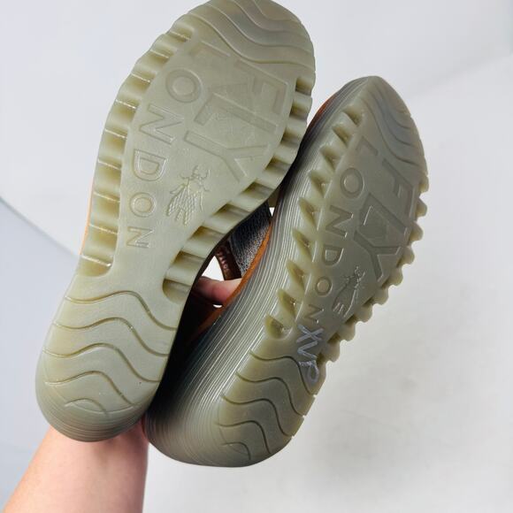 Fly London Yent365Fly Metallic Leather Wedge Sandals Size 40 Boho Comfort Artsy - Picture 9 of 13